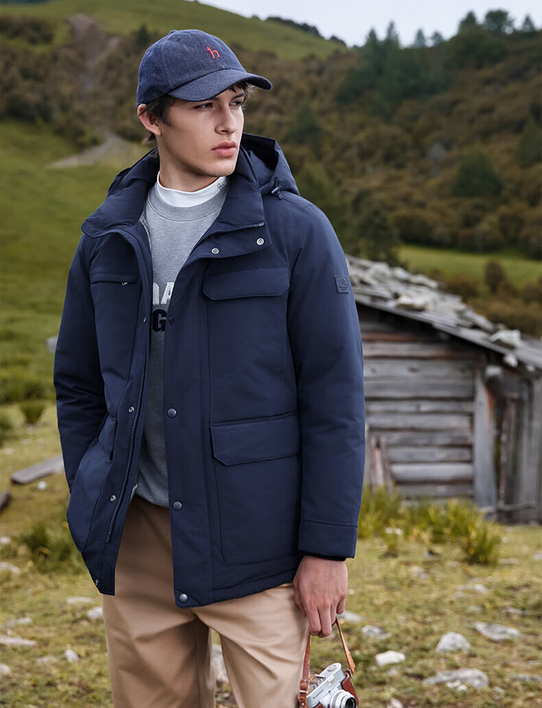 HAZZYS Men's Winter PHIZ Series Multi-Pocket [Three-Proof] Loose Down Jacket ASFZU0CDI02 6